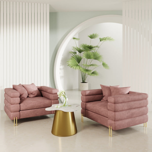 Divani Casa Branson Pink Velvet Accent Chair - MONAVILLA