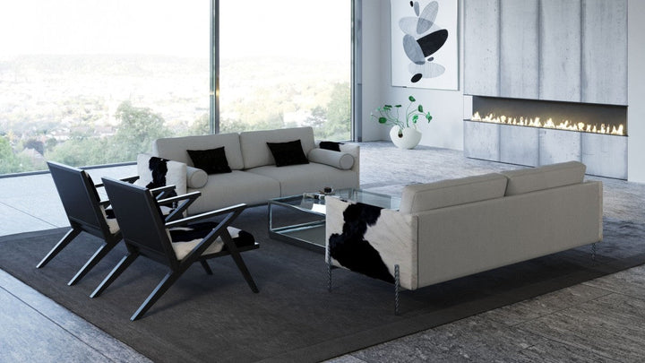 Modrest Hallam Glam Black and White Cowhide Accent Chair - MONAVILLA