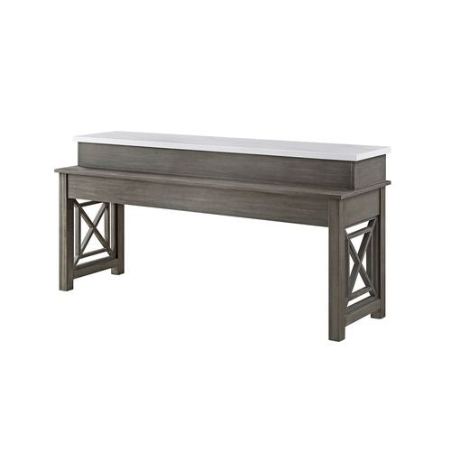 ACME Wandella Beige Fabric, Marble & Weathered Gray Finish Dining Table Model DN00088 - MONAVILLA