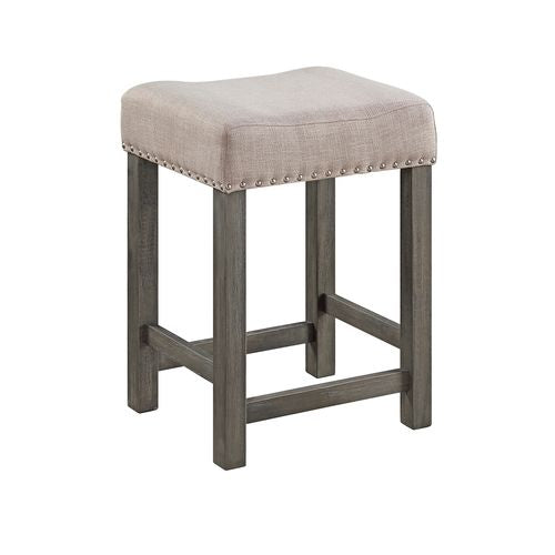 ACME Wandella Beige Fabric, Marble & Weathered Gray Finish Dining Table Model DN00088 - MONAVILLA