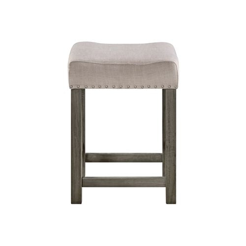 ACME Wandella Beige Fabric, Marble & Weathered Gray Finish Dining Table Model DN00088 - MONAVILLA