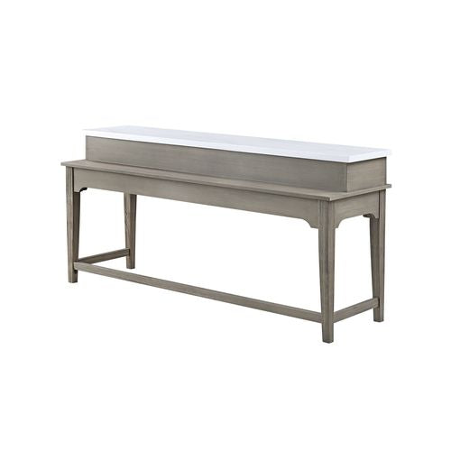ACME Wandella Beige Fabric, Marble & Rustic Oak Finish Dining Table Model DN00089 - MONAVILLA
