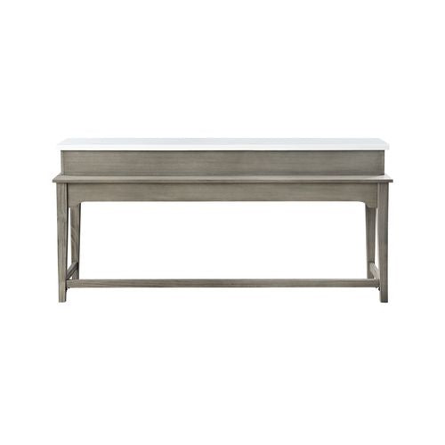 ACME Wandella Beige Fabric, Marble & Rustic Oak Finish Dining Table Model DN00089 - MONAVILLA
