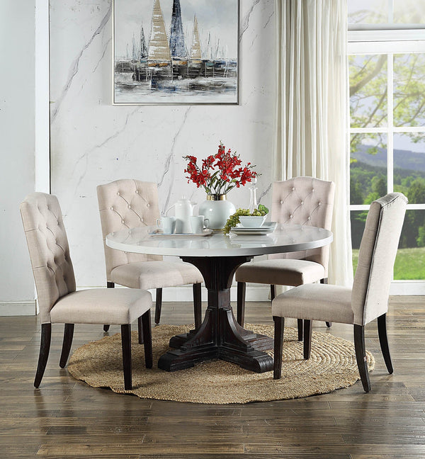 ACME Gerardo White Marble & Weathered Espresso Dining Table Model DN00090 - MONAVILLA