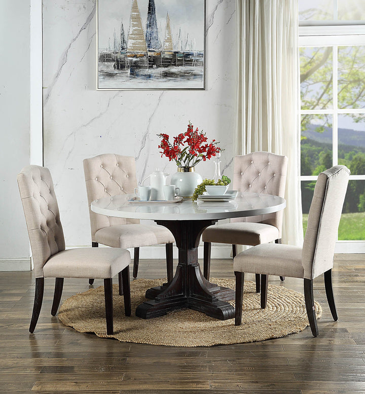 ACME Gerardo White Marble & Weathered Espresso Dining Table Model DN00090 - MONAVILLA