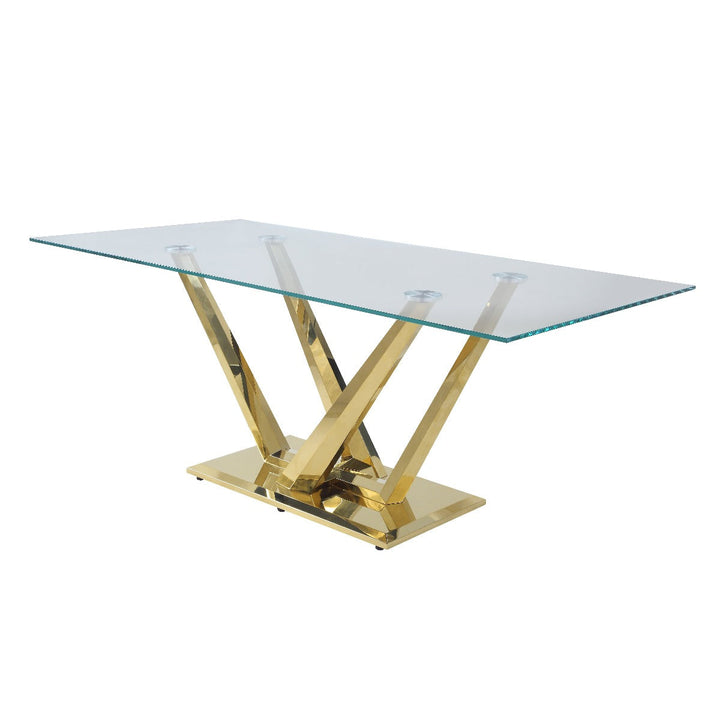 ACME Barnard Clear Glass & Mirrored Gold Finish Dining Table Model DN00219 - MONAVILLA