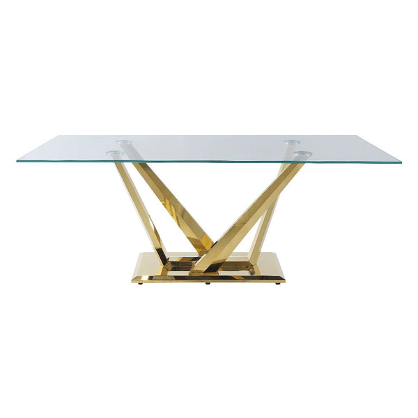 ACME Barnard Clear Glass & Mirrored Gold Finish Dining Table Model DN00219 - MONAVILLA