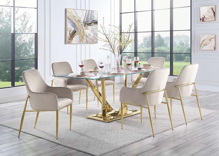 ACME Barnard Gray Velvet & Mirrored Gold Finish Side Chair Model DN00220 - MONAVILLA