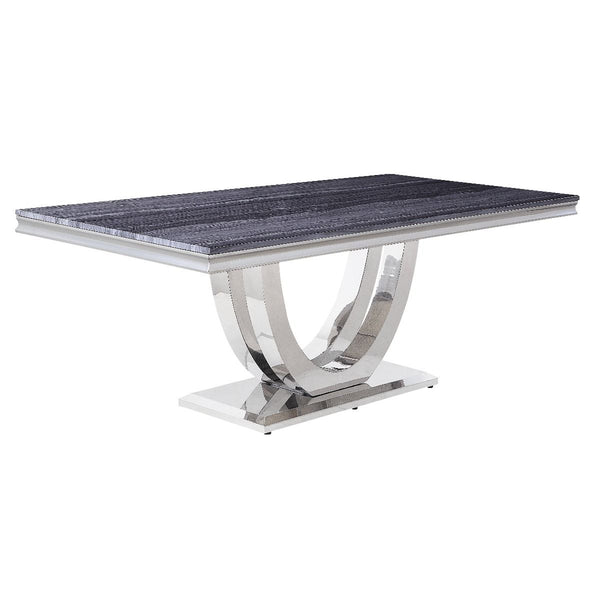 ACME Cambrie Faux Marble & Mirrored Silver Finish Dining Table Model DN00221 - MONAVILLA