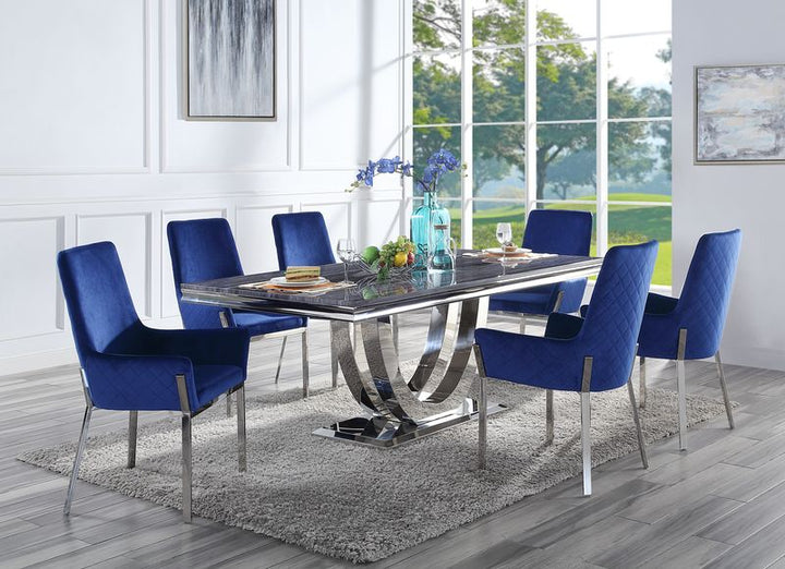 ACME Cambrie Faux Marble & Mirrored Silver Finish Dining Table Model DN00221 - MONAVILLA