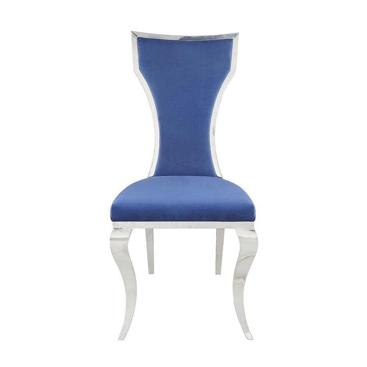 ACME Azriel Blue Velvet & Mirroed Silver Finish Side Chair Model DN01192 - MONAVILLA