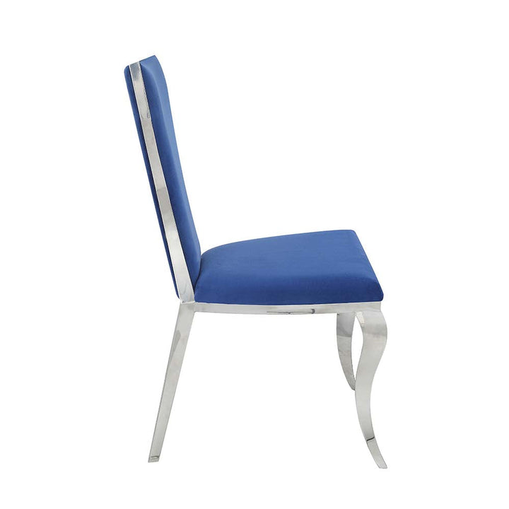 ACME Azriel Blue Velvet & Mirroed Silver Finish Side Chair Model DN01192 - MONAVILLA