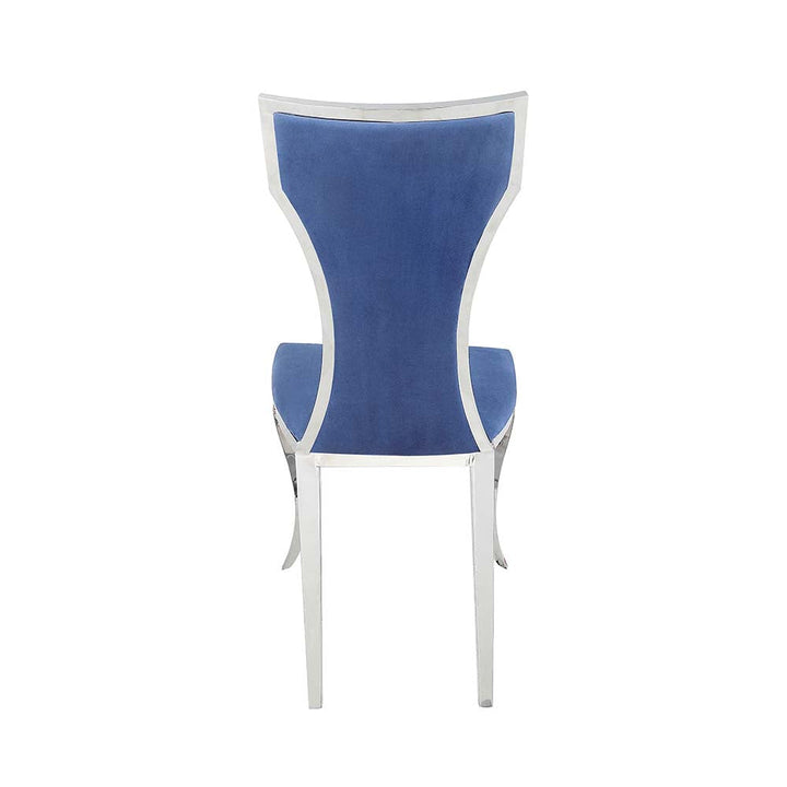 ACME Azriel Blue Velvet & Mirroed Silver Finish Side Chair Model DN01192 - MONAVILLA