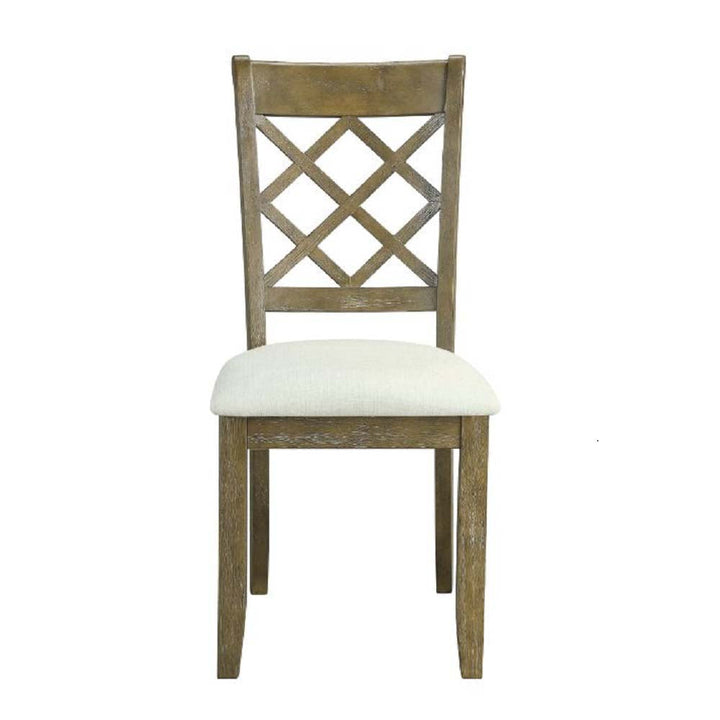 ACME Karsen Beige Linen & Rustic Oak Finish Karsen Side Chair (Set-2) Model DN01450 - MONAVILLA