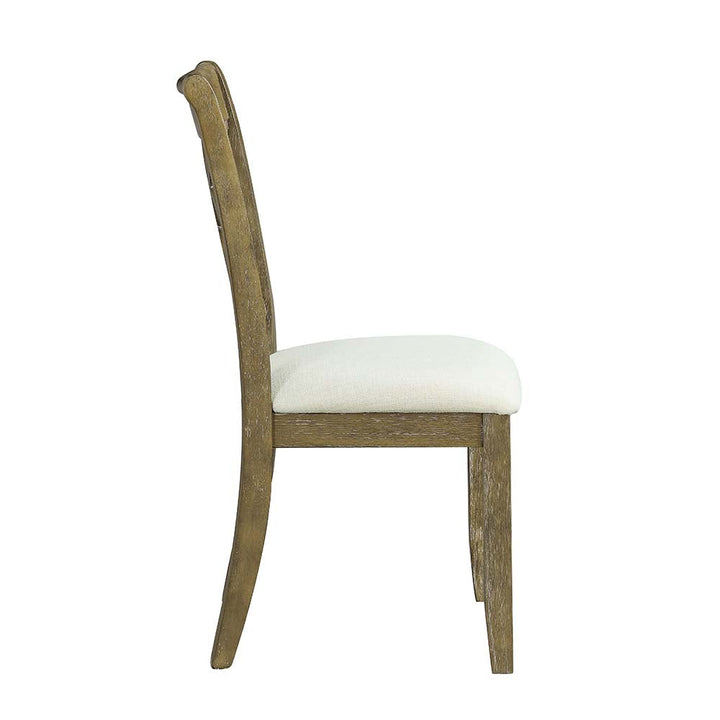 ACME Karsen Beige Linen & Rustic Oak Finish Karsen Side Chair (Set-2) Model DN01450 - MONAVILLA