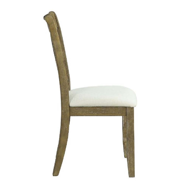 ACME Karsen Beige Linen & Rustic Oak Finish Karsen Side Chair (Set-2) Model DN01450 - MONAVILLA
