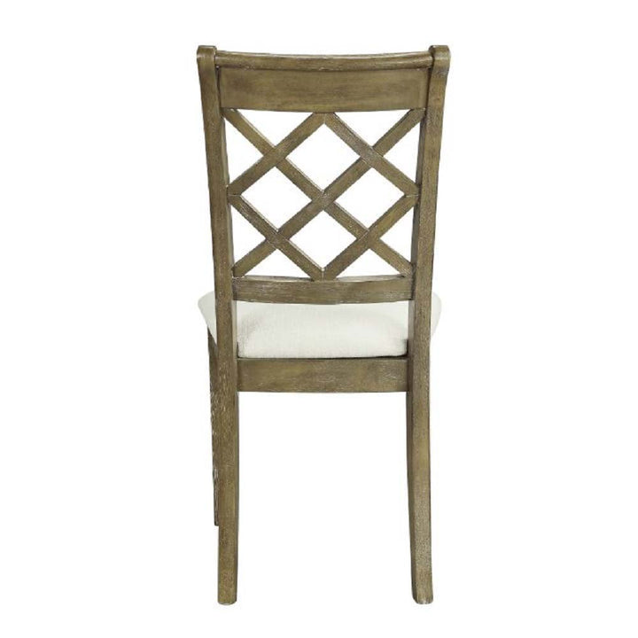 ACME Karsen Beige Linen & Rustic Oak Finish Karsen Side Chair (Set-2) Model DN01450 - MONAVILLA