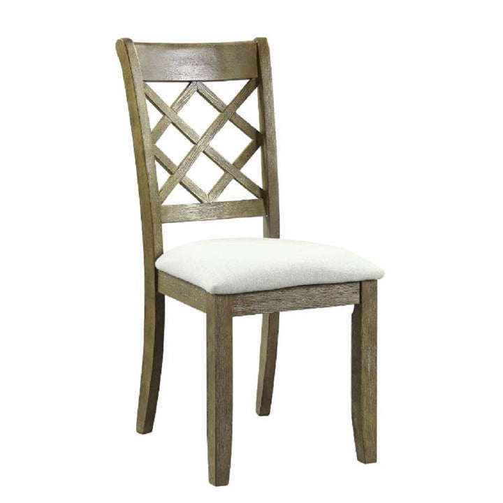 ACME Karsen Beige Linen & Rustic Oak Finish Karsen Side Chair (Set-2) Model DN01450 - MONAVILLA