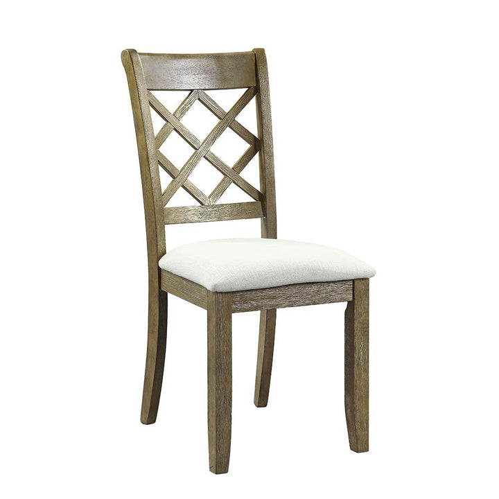 ACME Karsen Beige Linen & Rustic Oak Finish Karsen Side Chair (Set-2) Model DN01450 - MONAVILLA