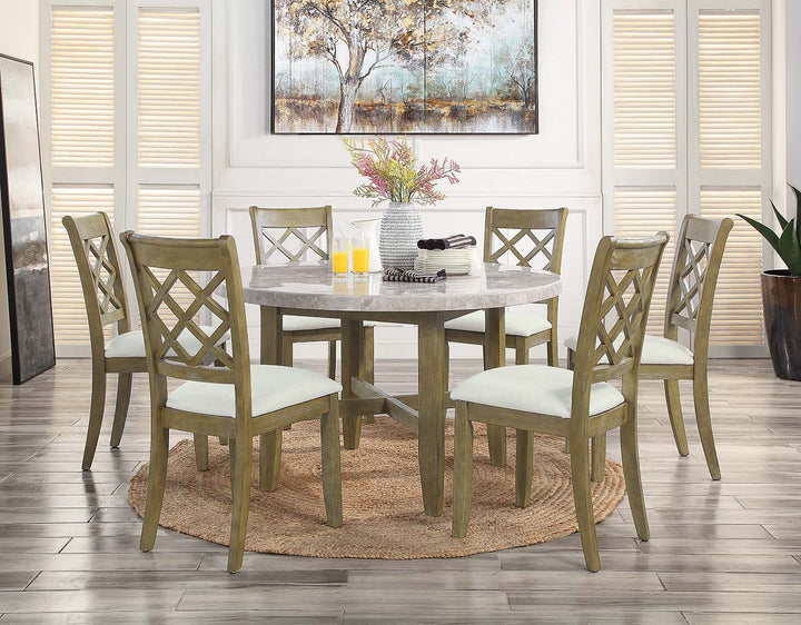 ACME Karsen Beige Linen & Rustic Oak Finish Karsen Side Chair (Set-2) Model DN01450 - MONAVILLA