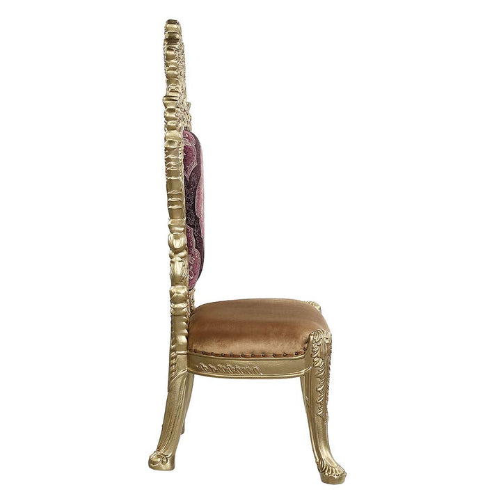 ACME Bernadette Pattern Fabric & Gold Finish Bernadette Side Chair (Set-2) Model DN01471 - MONAVILLA