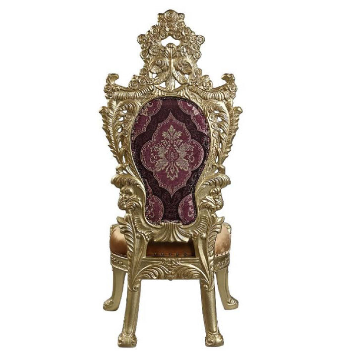 ACME Bernadette Pattern Fabric & Gold Finish Bernadette Side Chair (Set-2) Model DN01471 - MONAVILLA