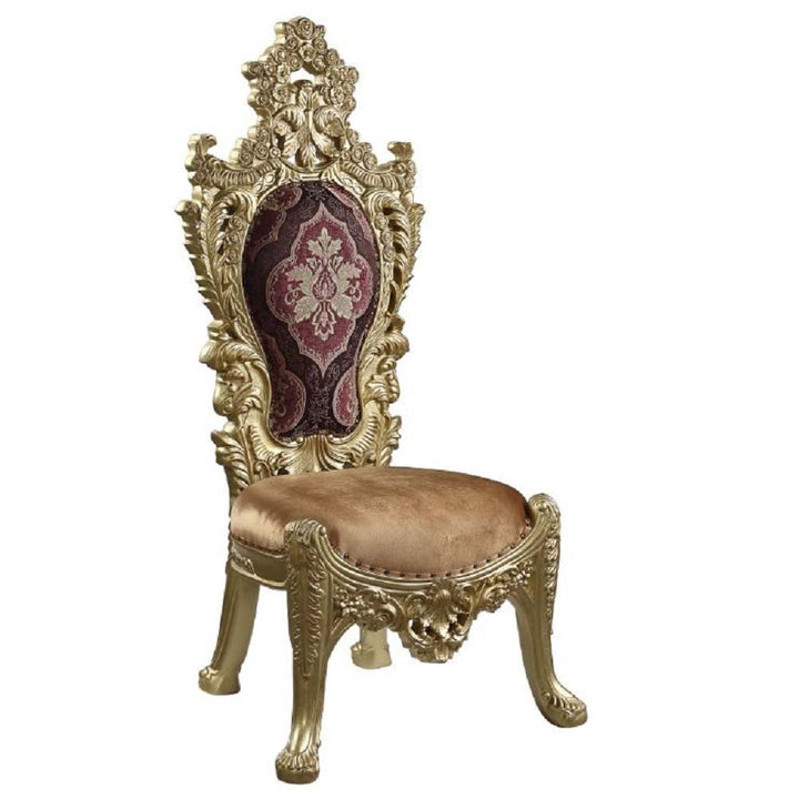 ACME Bernadette Pattern Fabric & Gold Finish Bernadette Side Chair (Set-2) Model DN01471 - MONAVILLA