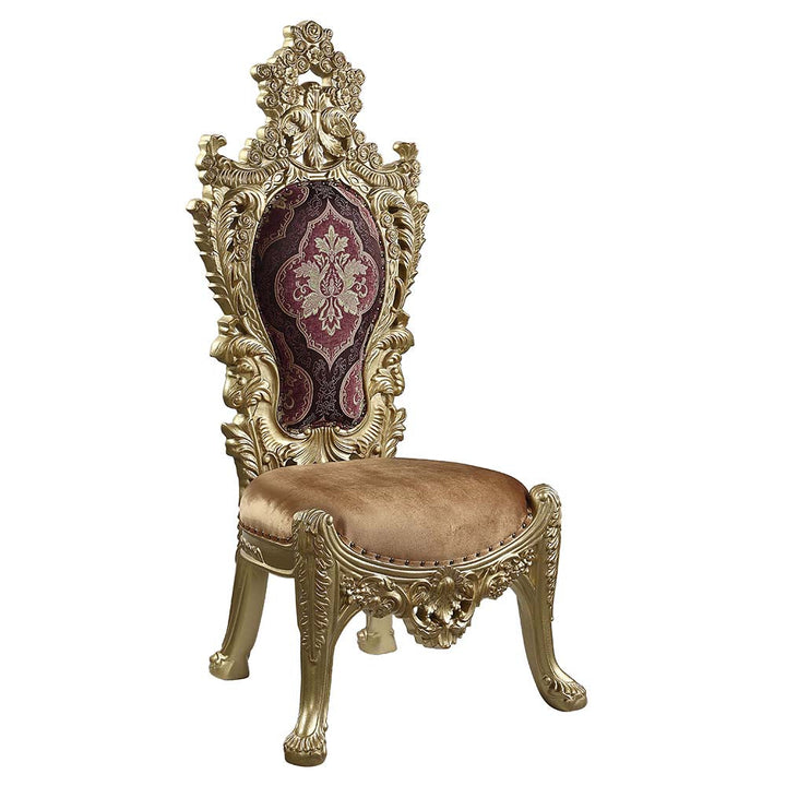 ACME Bernadette Pattern Fabric & Gold Finish Bernadette Side Chair (Set-2) Model DN01471 - MONAVILLA