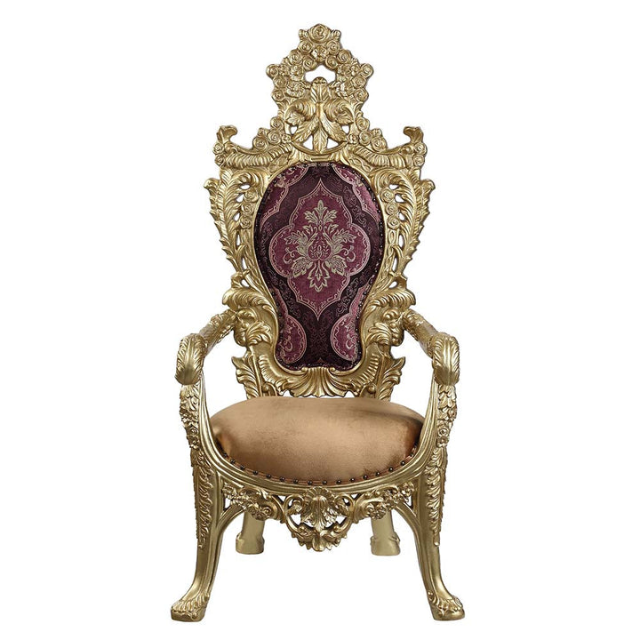 ACME Bernadette Pattern Fabric & Gold Finish Bernadette Arm Chair (Set-2) Model DN01472 - MONAVILLA