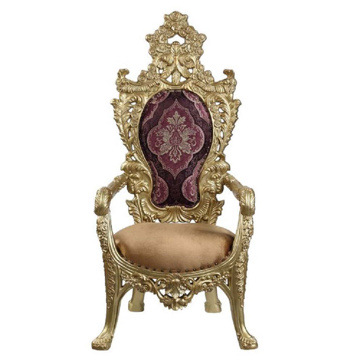 ACME Bernadette Pattern Fabric & Gold Finish Bernadette Arm Chair (Set-2) Model DN01472 - MONAVILLA