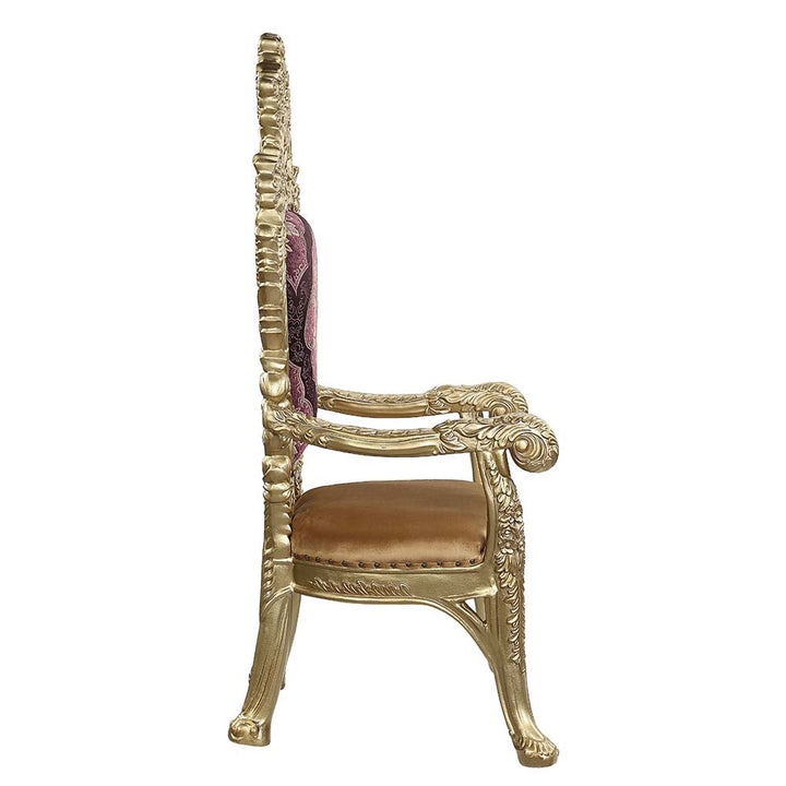 ACME Bernadette Pattern Fabric & Gold Finish Bernadette Arm Chair (Set-2) Model DN01472 - MONAVILLA
