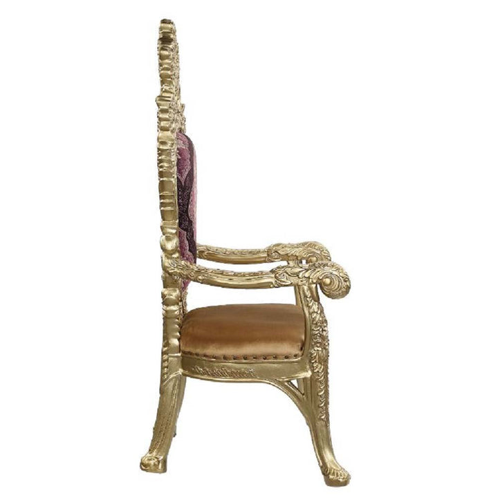 ACME Bernadette Pattern Fabric & Gold Finish Bernadette Arm Chair (Set-2) Model DN01472 - MONAVILLA