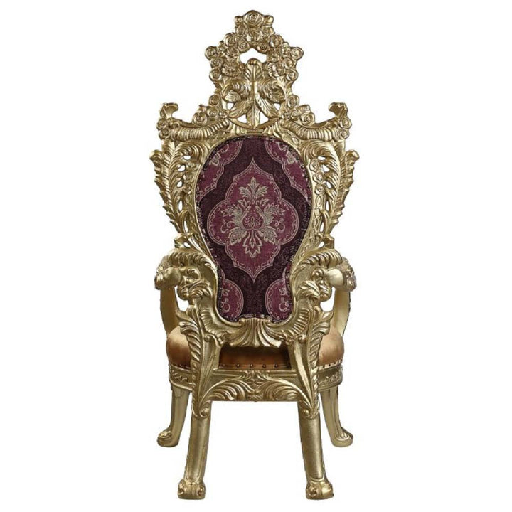 ACME Bernadette Pattern Fabric & Gold Finish Bernadette Arm Chair (Set-2) Model DN01472 - MONAVILLA