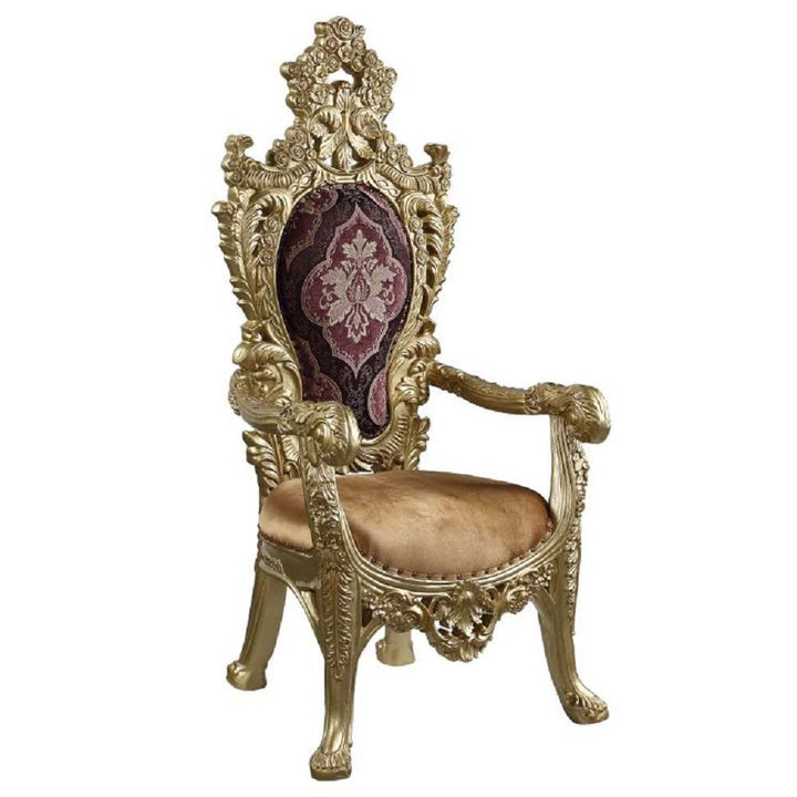 ACME Bernadette Pattern Fabric & Gold Finish Bernadette Arm Chair (Set-2) Model DN01472 - MONAVILLA