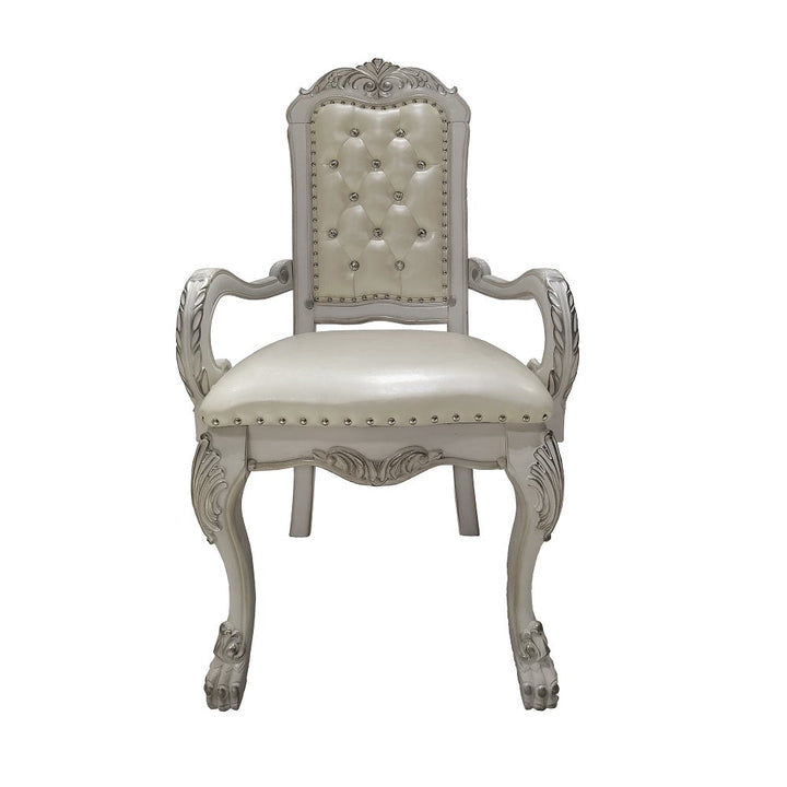 ACME Dresden PU & Bone White Finish Dresden Arm Chair (Set-2) Model DN01697 - MONAVILLA