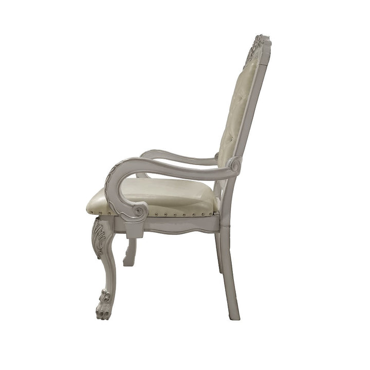 ACME Dresden PU & Bone White Finish Dresden Arm Chair (Set-2) Model DN01697 - MONAVILLA