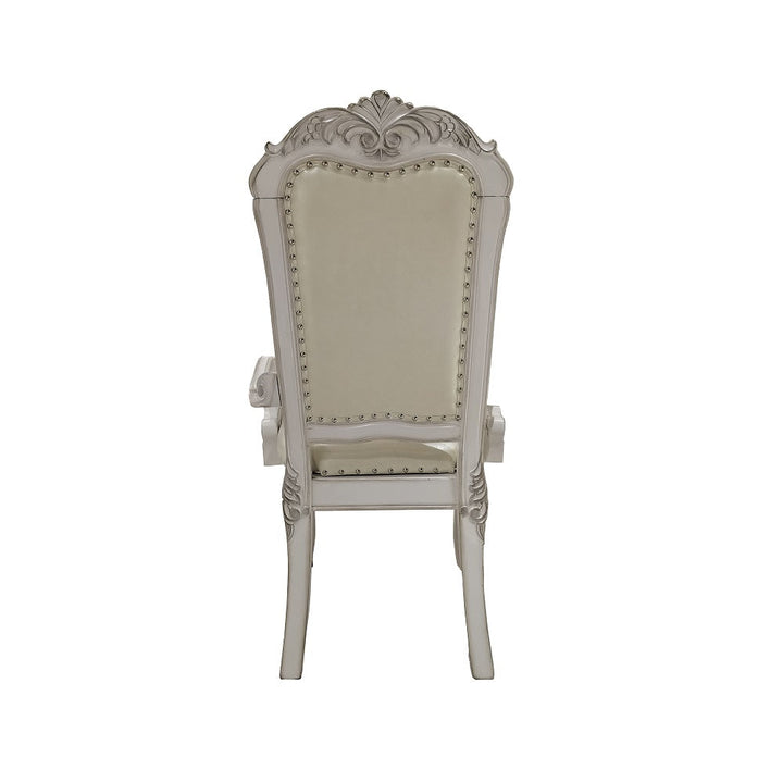 ACME Dresden PU & Bone White Finish Dresden Arm Chair (Set-2) Model DN01697 - MONAVILLA