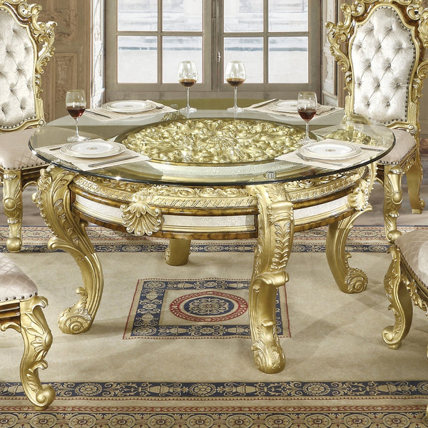 ACME Desiderius Antique Gold Round Dining Table Model DN60005 - MONAVILLA