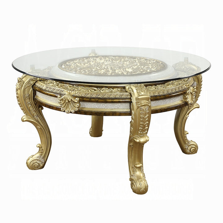 ACME Desiderius Antique Gold Round Dining Table Model DN60005 - MONAVILLA