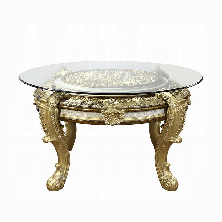 ACME Desiderius Antique Gold Round Dining Table Model DN60005 - MONAVILLA