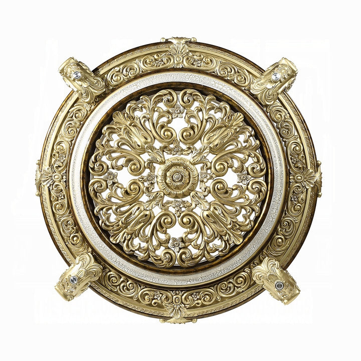 ACME Desiderius Antique Gold Round Dining Table Model DN60005 - MONAVILLA