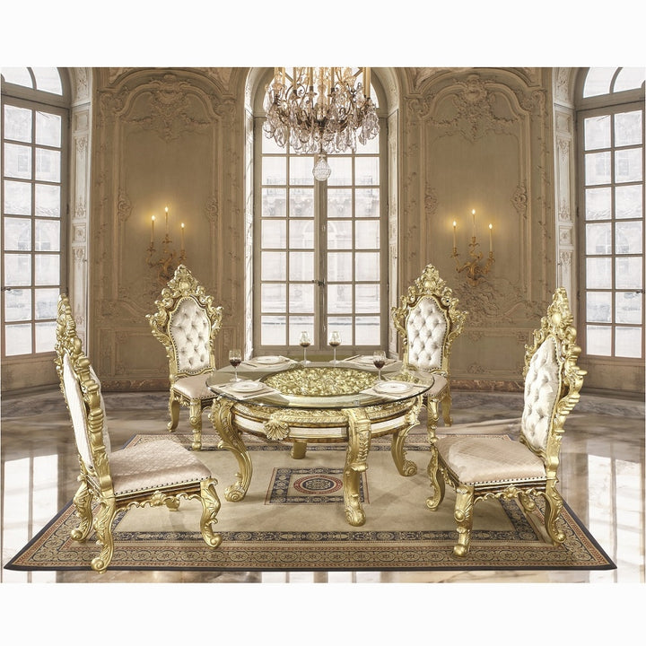 ACME Desiderius Antique Gold Round Dining Table Model DN60005 - MONAVILLA
