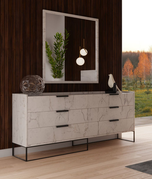 Nova Domus Marbella Italian Modern White Marble Dresser - MONAVILLA