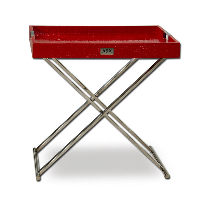 A&X Cecilia Red Crocodile Tray Table - MONAVILLA