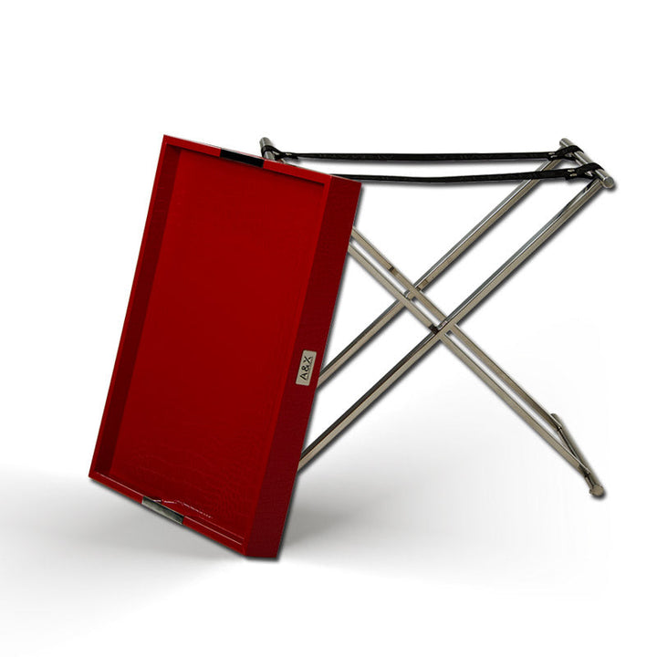 A&X Cecilia Red Crocodile Tray Table - MONAVILLA
