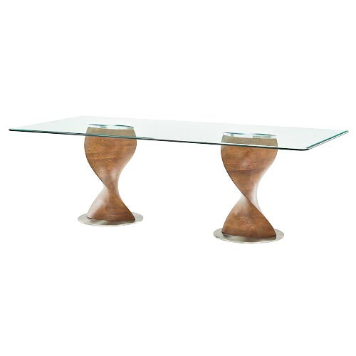 Modrest Cleveland Contemporary Glass and Walnut Dining Table - MONAVILLA