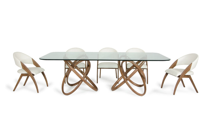 Modrest Mason Modern Glass & Walnut Dining Table - MONAVILLA