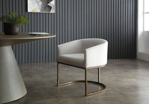 Modrest Elisa Modern Off White & Brass Dining Chair - MONAVILLA