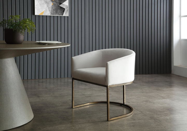 Modrest Elisa Modern Off White & Brass Dining Chair - MONAVILLA