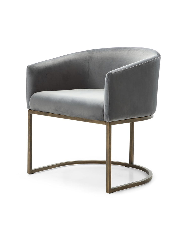 Modrest Elisa Modern Grey Velvet & Brass Dining Chair - MONAVILLA